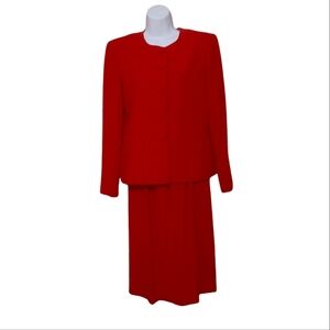 Leslie Faye  Red Suit-Long Sleeve, Button up Front